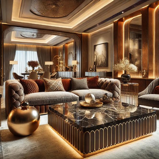 Savannah with an elephant at sunset